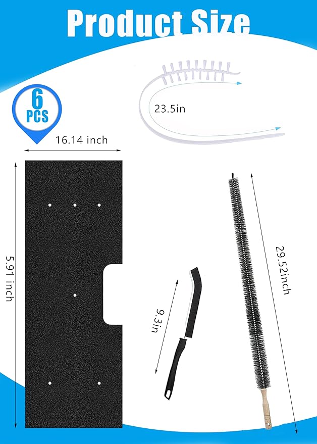6-Pack Lint Filter for GE Profile Washer Dryer Combo - Compatible Replacement for GE WH01X35719 with Dryer Vent Brush Included