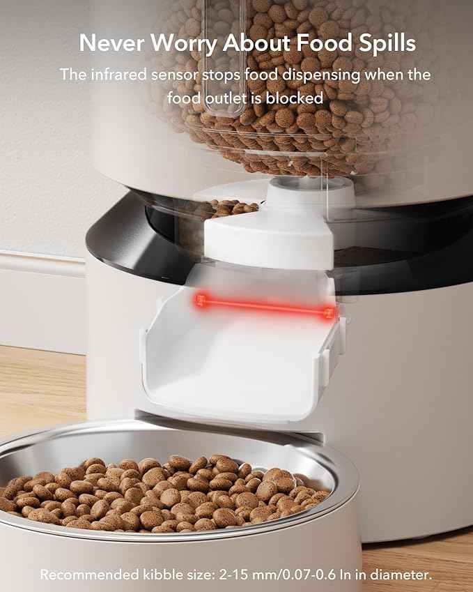 PETLIBRO Automatic Cat Feeder, Automatic Dog Food Dispenser with Freshness Preservation, 5L Timed Pet Feeders for Dry Food, Up to 6 Meals Per Day, Granary 5L Basic Button Type White