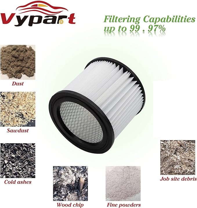 90398 HEPA Replacement Filter - Small Cartridge Vacuum Filter Pack of 2 Fit for Shop-Vac 90398/118692, 9039800, 903-98, 903-98-00 Wet and Dry Vacuum (2 Filters+ 1 Brush) - AquaVibe