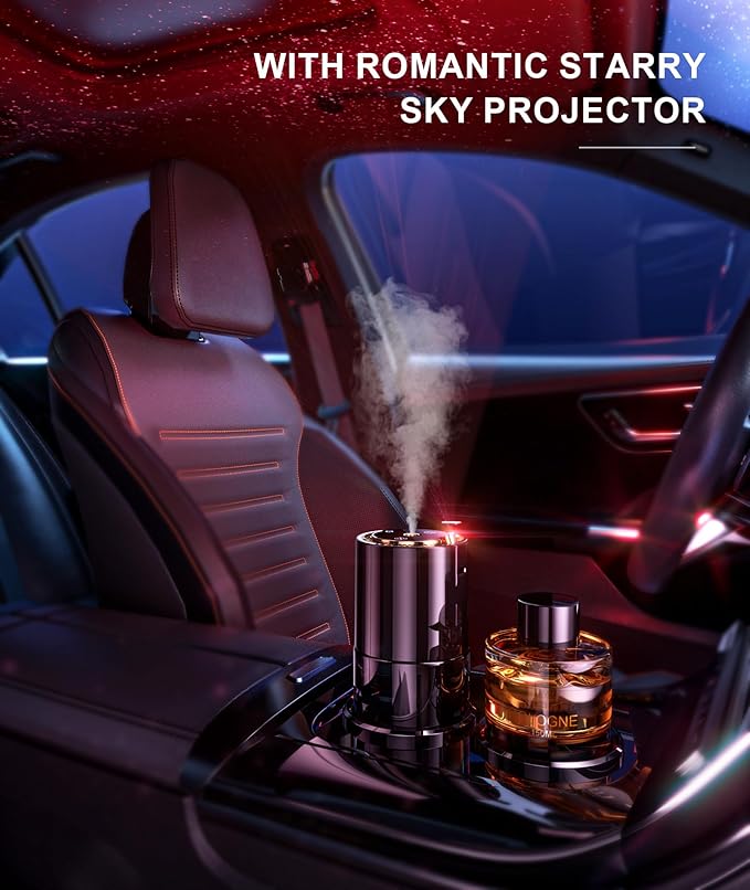 Smart Car Air Freshener,150ML Natural Fragrance Car Scents Air Freshener with Star Projector,300 Days Long Lasting, Car Essential Oil Diffuser, Auto On/Off,Aroma Diffuser for Men Women(Ocean)