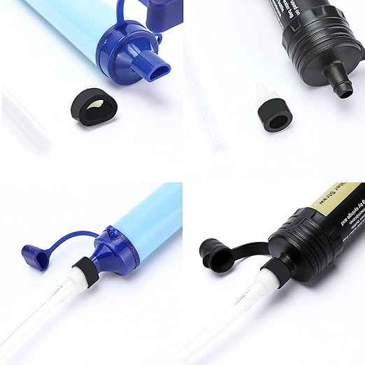 5 in 1 Water Filter Straw Auxiliary Pump 1000ml/min Applicable to Personal Water Filter for Hiking, Camping, Travel, and Emergency Preparedness, Built-in 2000Amh SOS Flashlight