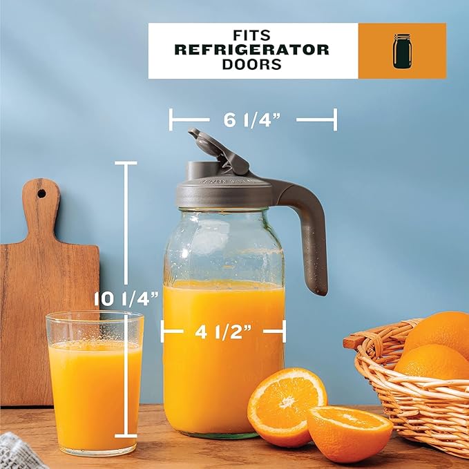 County Line Kitchen Glass Mason Jar Pitcher with Lid - Wide Mouth, 2 Quart (64 oz) - Heavy Duty, Leak Proof - Sun & Iced Tea Pitcher, Cold Brew Coffee, Breast Milk Storage, Water - Sage