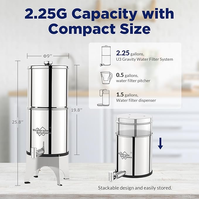 Membrane Solutions UV Countertop Water Filtration System with 4 Packs Outdoor Water Filter Straw
