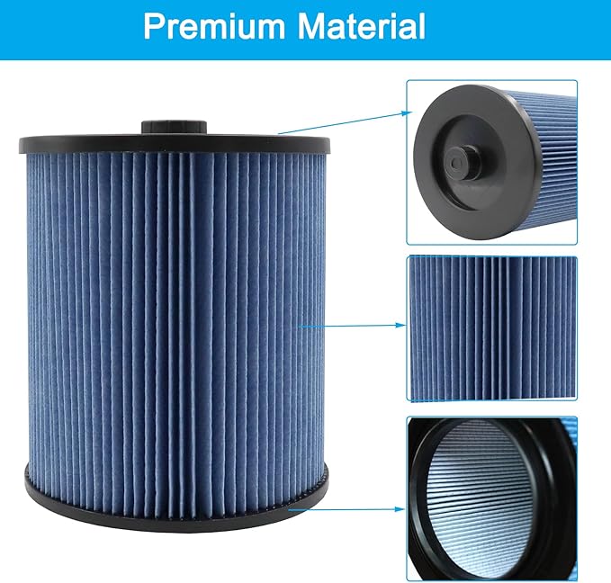 MZY LLC 2 Pack 17907 Cartridge Filter for Craftsman Shop Vacs 5 to 20 Gallon, 3-Layer Pleated 9-17907 Wet/Dry Fine Dust Filter - AquaVibe