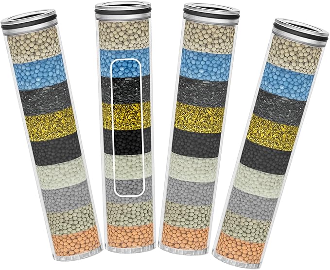 Multi-Stage Shower Filter Compatible with MakeFit SSJ731/SW9730 Filtered Shower Head with Handheld Combo-&HOPOPRO SS5775 Handheld Shower Head,Hard Water High Efficiency Filter-4 Pack
