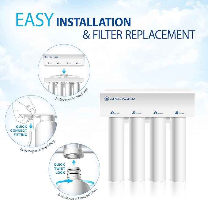 APEC Water Systems RO-Twist Supreme 75 GPD Quick Change Twist Filter Reverse Osmosis Drinking Water Filtration System