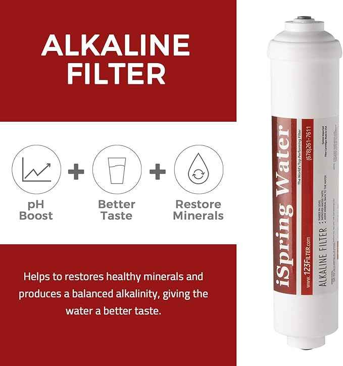iSpring F19K100US Standard 6-Stage Reverse Osmosis RO Systems 2-Year Replacement Cartridge Pack Set, with Alkaline Mineralization, pH+, 10" X 2.5", Made in USA