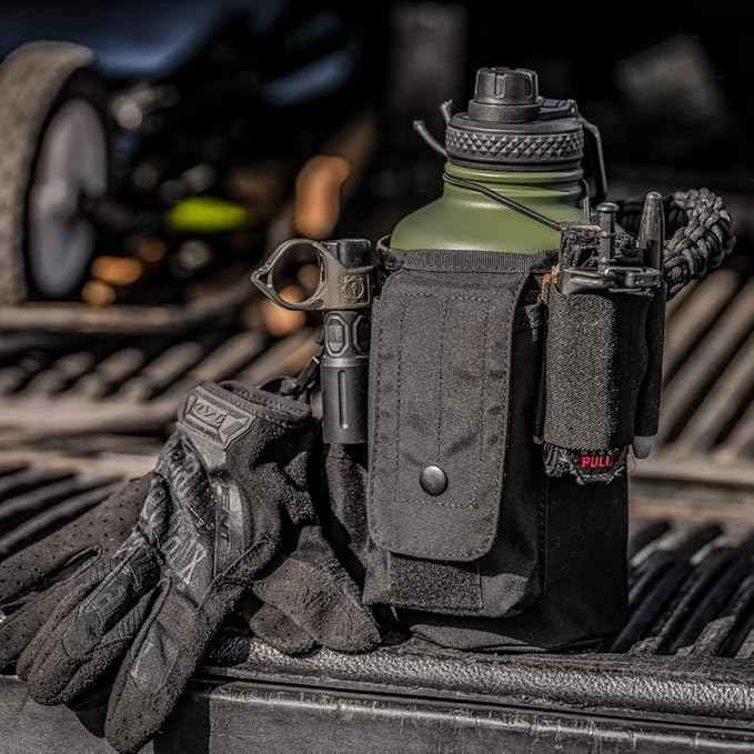 Iron Infidel Battle Bottle - Half Gallon Insulated Water Bottle with Paracord Handle, Large 64 oz Stainless Steel Water Jug with Rugged, Removable Sleeve for Keys, Wallet & Phone (Widowmaker 2L)