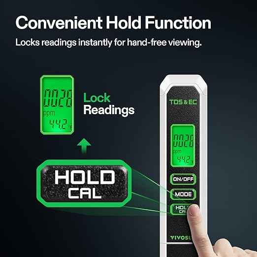 VIVOSUN TDS Meter, 3 in 1 TDS, EC & Temperature Meter, Accurate Digital Water Quality Tester for Drinking Water, Aquarium, Hydroponics, RO/DI System, Swimming Pool, White