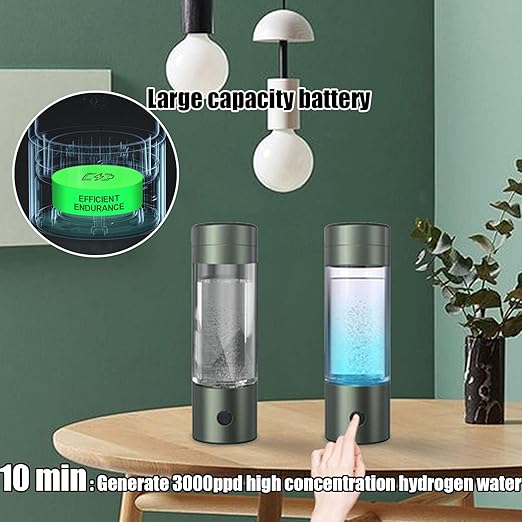 Ion Bottles Hydrogen Water Ionizer,Rechargeable Hydrogen Water Bottle Generator,Alkaline Water Ionizer Machine,Green