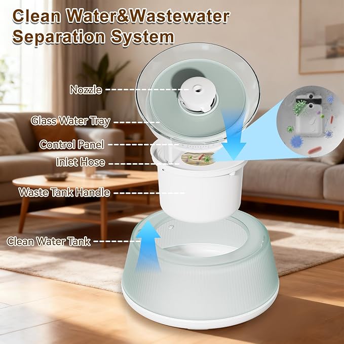 Glass Smart Cat Water Fountain,Filterless Pet Water Fountain No Filter,Ultra Silent Cat Fountains,Separation Design