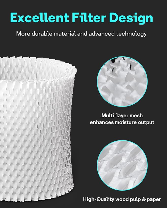 Leemone 6-Pack Bedside Humidifier Filter Replacement Compatible with Canopy Bedside & Nursery Humidifiers, Made with Wood Pulp & Paper Filter, Humidifier Wicking Filter Lasts Up to 6 Weeks