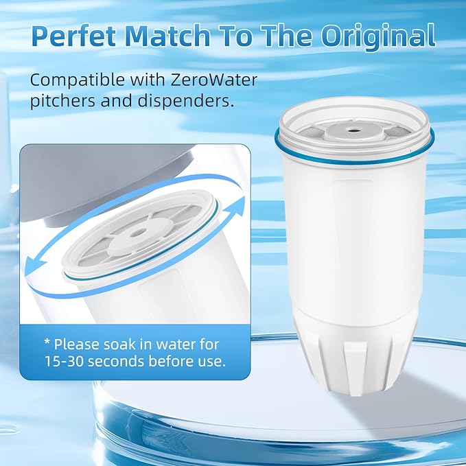 Upgraded Water Filters Replacement for ZERO Water Pitcher, 6 Pack Water FiltersReplacement for ZR-001, ZR-017, ZD-010RP, ZP-010, 5 Stage Filter System, Reduce Lead, TDS by APPLIANCEMATES