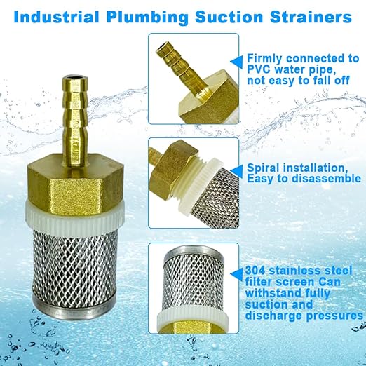 Stainless Steel Filter Copper Tube Joint 6mm Diameter Hose Connection, Garden, Swimming Pool, Fish Tank Hose Filter, Suction Strainers Used to Remove Debris and Reduce Solid Entry(6mm)