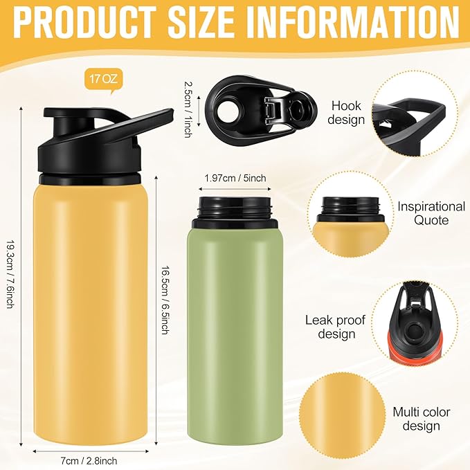 Domensi 24 Pack Aluminum Water Bottle Bulk Reusable Water Bottle, Lightweight Easy Carry Leakproof with Snap Lid Travel Bottles, for Gym Outdoor Sports Cycling Camping Fishing (20oz,Rainbow Colors)