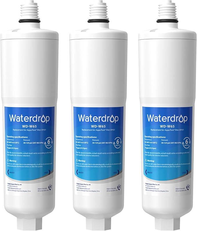 Waterdrop AP431 Replacement Cartridge for Aqua-Pure AP431 Hot Water Scale Inhibitor for AP430SS, Prevent Scale Accumulation and Protect Water Heaters, Pack of 3