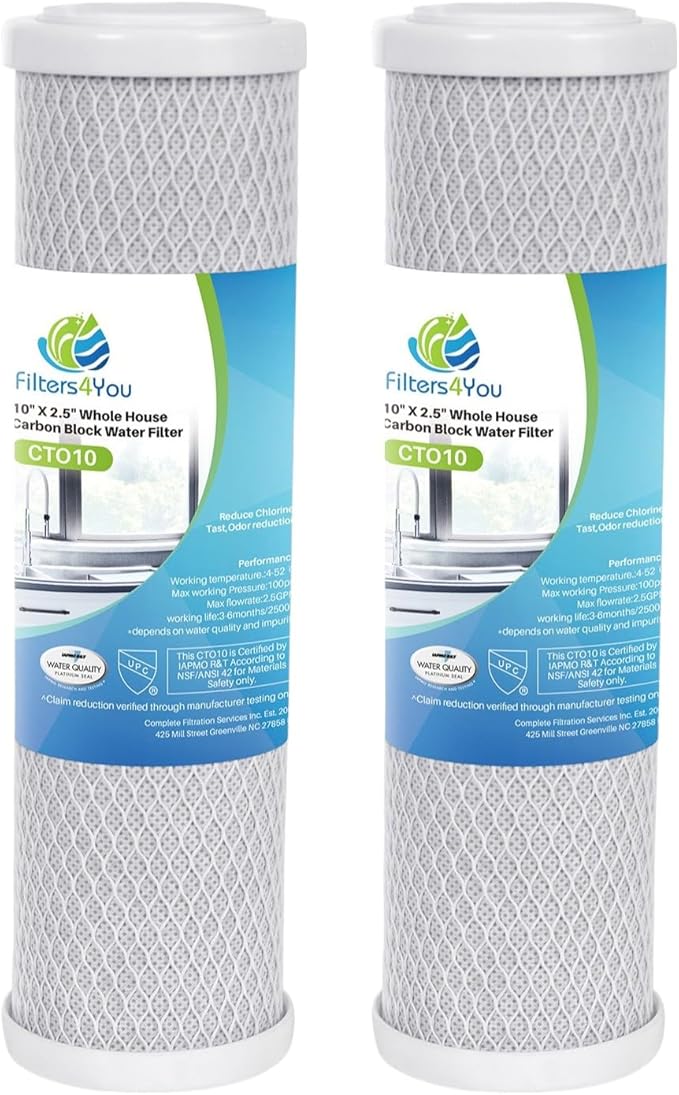 CFS – Carbon Block Water Filter Cartridges Compatible with GE GXWH04F, GXWH20F, GXWH20S & GXRM10 Models – Remove Bad Taste & Odor – Whole House Replacement Water Filter Cartridge- White (Pack of 2)