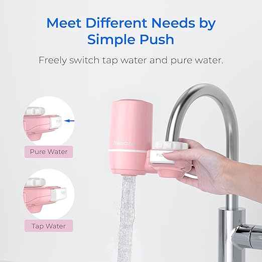 Waterdrop Sink Filter Water Faucet for Skin Care, Bathroom Faucet Filter, 320 Gallons, NSF Certified Water Purifier, 0.01μm Ultra-Filtration System, Reduces Chlorine Lead-Free Material, 1 Filter Pink - AquaVibe