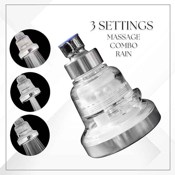 Shower Filter for Hard Water – Filtered Shower Head Water Softener – 3 Rainfall & Massage Settings – Increase Pressure While Saving Water – Shower Water Filter by Barclay’s Buys