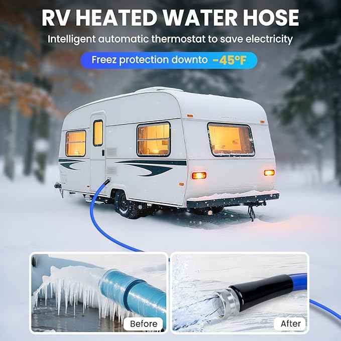 35FT Heated Drinking Water Hose for RV, Heated Water Hose Freeze Protection Down to -45°F, Lead and BPA Free, Smart Temperature Control, Ideal for RV, Camping, and Home