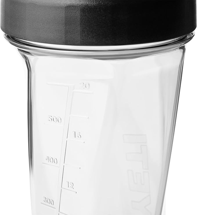 YETI Yonder Helimix Vortex Blender Shaker Bottle Holds up to 27oz | No Blending Ball or Whisk | USA Made | Portable Pre Workout Whey Protein Drink Shaker Cup | Dishwasher Safe, Clear