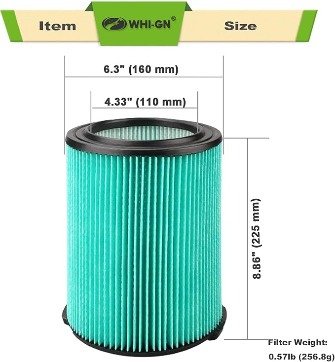 VF6000 Filter Replacement for Rigid Shop Vac Filter 5-20 Gallon, 5-LAYER HEPA Cartridge 97457 + VF3502 Vacuum Bags 23743 2-LAYER High Efficiency for RIDGID 12-16 Gal Wet/Dry Vacuums (2FILTER + 5BAGS) - AquaVibe