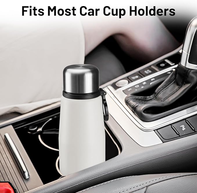 20oz Stainless Steel Insulated Water Bottle Travel Coffee Cup with Lid Leak Proof Metal Water Bottle for Hot and Cold Drink Water Flask (White)