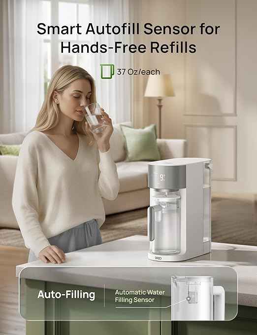 DREO Reverse Osmosis Water Filter Countertop, RO Filtration System, 3:1 Pure to Drain, TDS & Filter Life & Autofill Pitcher, Installation-Free, Self-Cleaning Water Purifier, RO Water Filter 112 3L