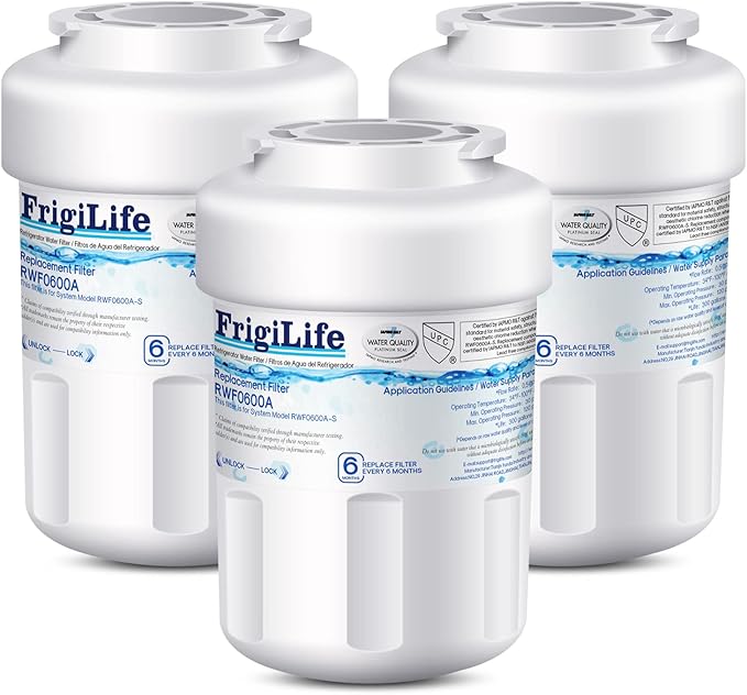 RWF0600A Water Filter Replacement for GE MWFP, MWFA, MWFAP, MWFINT, GWF, GWFA, HWF, HWFA, HDX FMG-1, Smartwater, WFC1201, GSE25GSHECSS, 197D6321P006，3 Pack