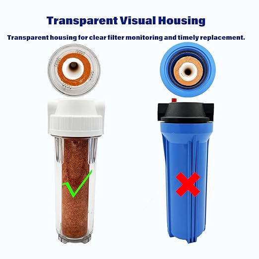 Whole House Water Filter Housing Clear,10" X 2.5" Inline Sediment Water Filter for RV, Home, Aquarium, Maple Syrup RO System, 3/4 NPT Brass Port, Steel Bracket - 1025TBH