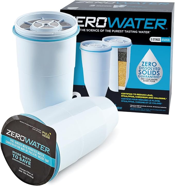ZeroWater 22 Cup Ready-Read 5-Stage Water Filter Dispenser (Model 12345) + ZeroWater Official Replacement Filter - 5-Stage Filter Replacement