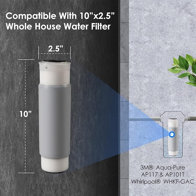 Waterdrop AP117 Whole House Water Filter, Replacement for 3M® Aqua-Pure AP117 Drinking Water System, Whirlpool® WHKF-GAC for Chlorine, Dirt and Rust Reduction, Pack of 2
