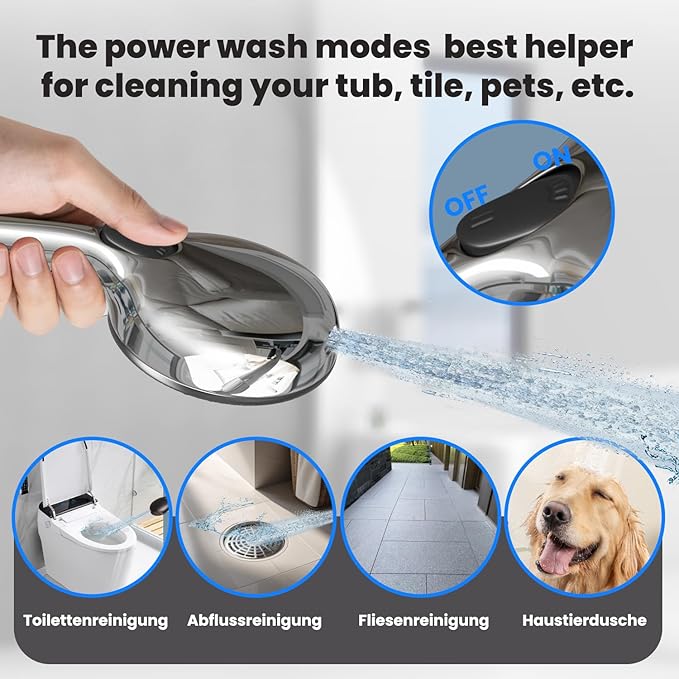 Filtered Shower Head with Handheld,7 Spray Settings High Pressure Showerhead Built in Power Wash to Clean Tub, Tile & Pet, Showerhead with Filters for Hard Water - Remove Chlorine, (Chrome) - AquaVibe