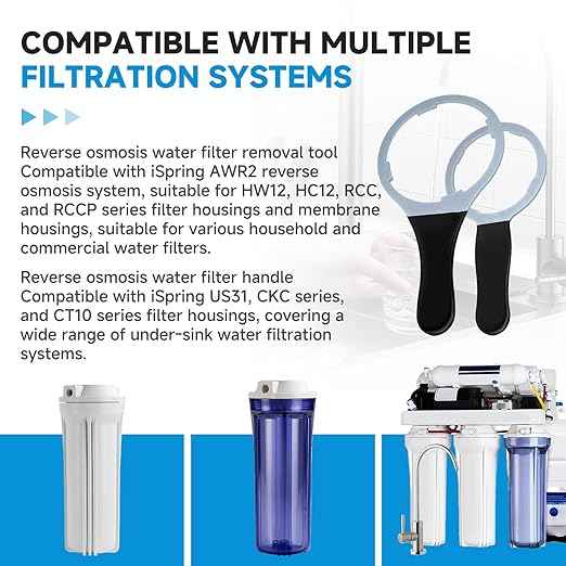 Metal Water Filter Wrench Compatible with iSpring AWR2 ，Suitable for HW12, HC12, RCC and RCCP Series Filters，Water Filter Removal Tool
