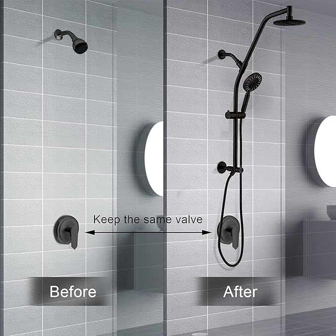 BRIGHT SHOWERS Rain Shower Heads System with High Output Shower Filter for Hard Water, Oil-Rubbed Bronze