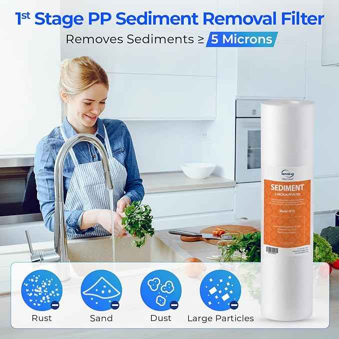 iSpring F15-500 Replacement Filter Set for RCS5T 500 GPD Tankless RO System, 2-Year Supply