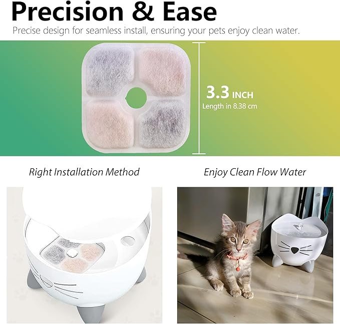 12-Pack Cat Fountain Filter Replacement Compatible with Catit PIXI Water Fountain 85oz/2.5L, Cat Water Fountain Filter Replacement Triple Action Water Filters - AquaVibe
