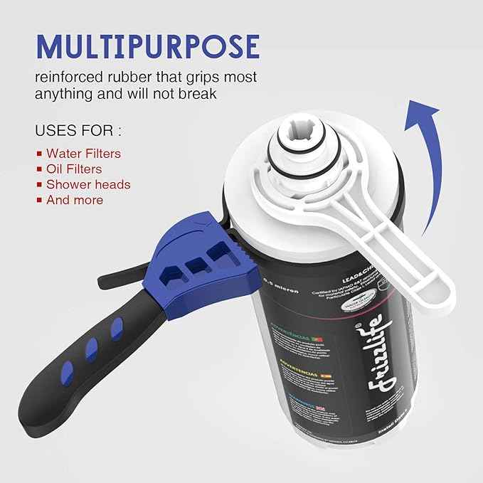 FRIZZLIFE Adjustable Rubber Strap Belt Wrench Kit For Water Filter MP99/MK99/MS99/MV99/TAM3/TAM4/FK99/SW/DW/TW Series Under Sink Filter