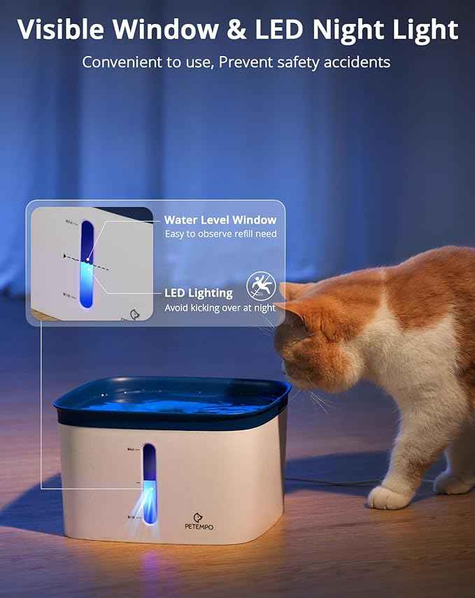 Cat Water Fountain, 135oz/4L Ultra Quiet Dog Water Fountain, Instant Clean Vortex Design, Pet Water Fountain for Cats Dogs Multiple Pets, Automatic Dog Water Dispenser with LED Light