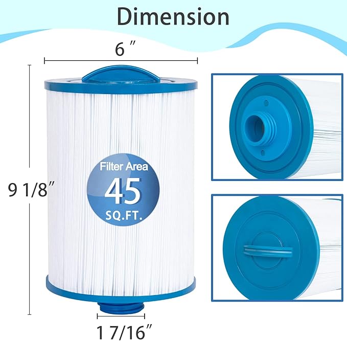 Future Way Hot Tub Filter Replacement for Pleatco PWW50P3(1 1/2" Coarse Thread), Unicel 6CH-940, Filbur FC-0359, Waterways 817-0050, Viking Spa Filter, Screw in SAE Thread Filter, 45 Sq.Ft, 2 Pack - AquaVibe