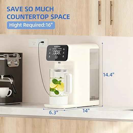 Reverse Osmosis Water Filter Countertop, 6 Stage Ro Water Filtration System with Remineralization Glass Pitcher, 4:1 Pure to Drain, TDS Displaying, 4L Capacity Tank for Home Office(Warm White)
