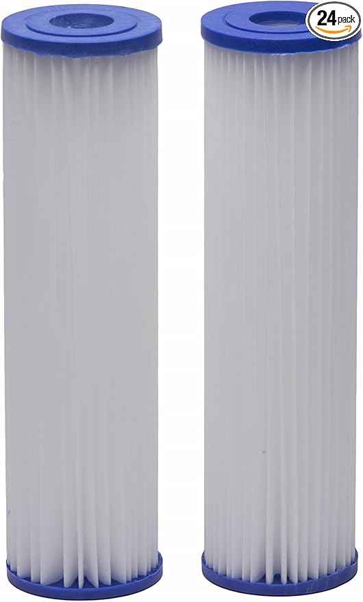 EcoPure EPW2P Pleated Universal Whole Home Water Filter – Fits Standard Capacity Systems – NSF Certified-– 30 Micron-– Reduces Sediment,Sand,Dirt & Rust-– 3-Month Life per Filter,(Pack of 24)