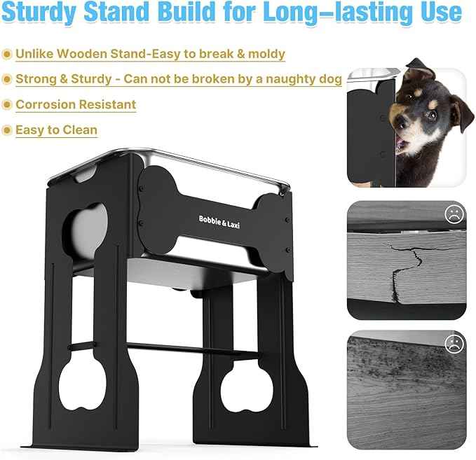 2.4 Gallon Elevated Large Dog Water Bowl,16" Raised Stainless Steel Bowl with Stand for Large Breed, Full Metal Dog Feeding Station for Relief Joint Pressure, Easy Clean for Indoor & Outdoor Uses