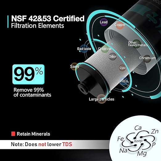 Frizzlife SW10 Under Sink Water Filter System, NSF/ANSI 53&42 Certified, Reduces 99.99% Lead, Chlorine, Bad Taste & Odor, with PLC10 Replace Filter
