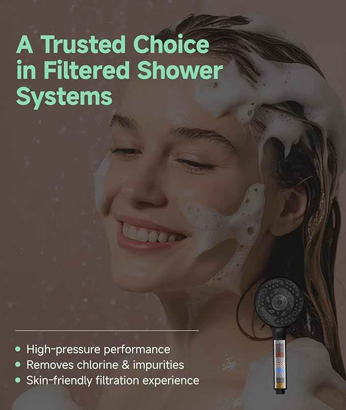 SunCleanse Filtered Shower Head with Handheld,9-Spray Setting High Pressure Detachable Shower Head with 4 Filters for Hard Water - Filter Chlorine, Improve Skin and Hair Texture(4 Filters, Chrome)