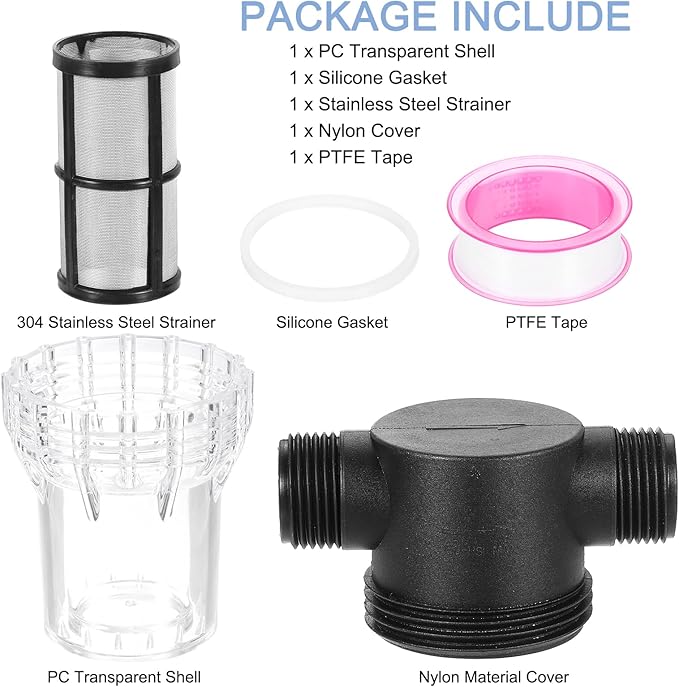 uxcell Pressure Washer Filter 1" NPT Female Thread, Inline Mesh Strainer Attachment, Outlet for Pipe Strainer, Stainless Steel Screen with Sealant Tape (Size:100 Mesh) - AquaVibe