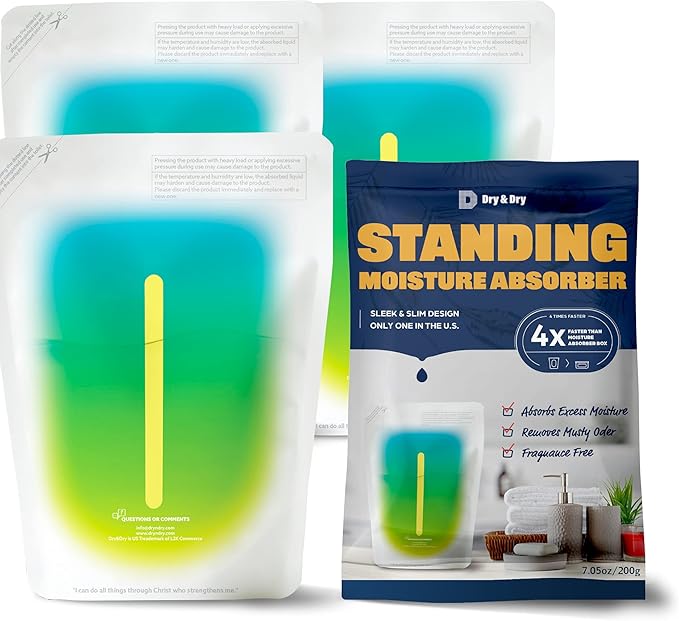 Dry & Dry [3 Packs Standing Moisture Absorbers to Control Excess Moisture for Basement, Closets, Bathrooms, Laundry Rooms - Moisture Absorbers Moisture Absorber - AquaVibe