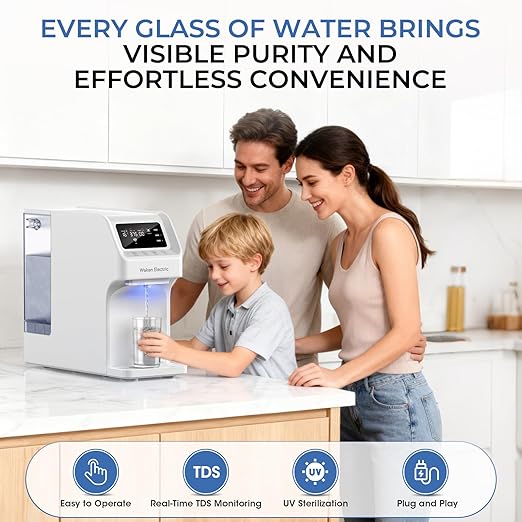 Waken Electric C11S Reverse Osmosis Water Filtration System Countertop 180oz Water Tank 4:1 Pure to Drain 8 Stage RO Filter with Extra 2-Piece Replacement Filter Set with 1 PAC & 1 CF