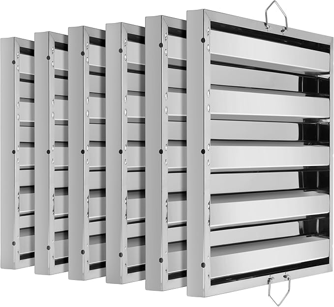 New Star Foodservice 54385 Stainless Steel Hood Filter 20" W x 20" H, Set of 6 - AquaVibe