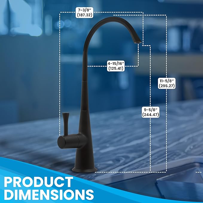 Metpure Non-airgap Brass RO Faucet Reverse Osmosis Drinking Water Filtration System Water Dispenser Spout. Contemporary Style. Include Wrench and Faucet Adapters. Matte Black